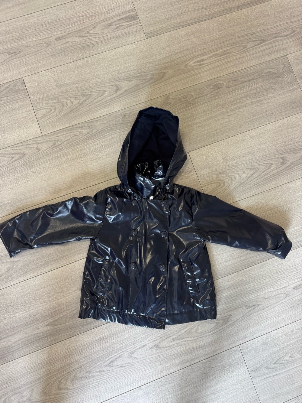 Jacadi Shiny Black Hooded Raincoat for Kids